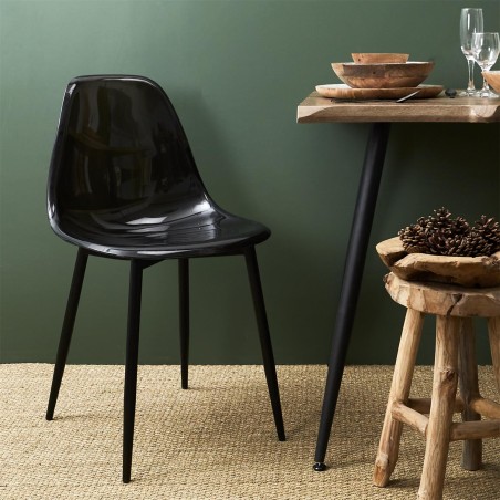 Lot De 4 Chaises Transparente Noires Home Deco Factory
