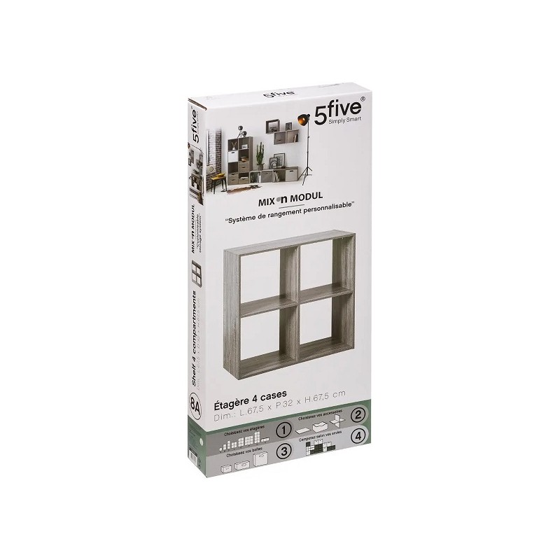 Etagère 4 cases Mix Gris Five