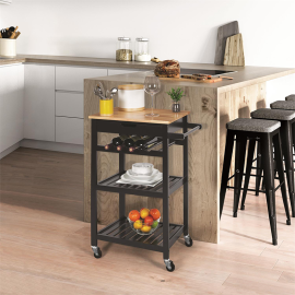 Desserte A Roulettes Noir 40x61x84 Home Deco Factory 2