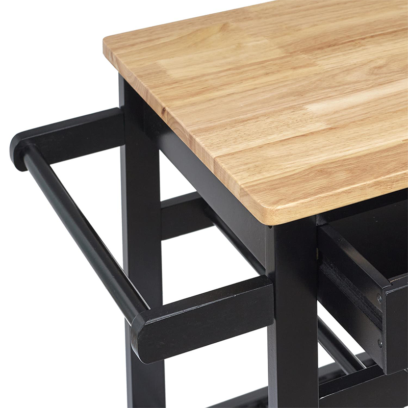 Desserte A Roulettes Noir 40x61x84 Home Deco Factory