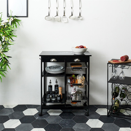 Desserte A Roulettes Bistrot Noir Home Deco Factory