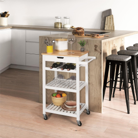 Desserte A Roulettes Blanc 40x61x84 Home Deco Factory 2