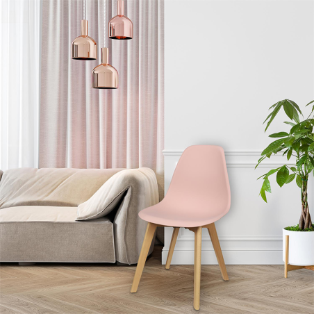 Chaise Scandinave Coque Rose Poudre Home Deco Factory