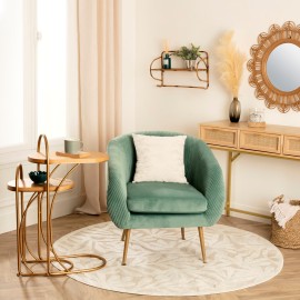 Fauteuil Velours Plissé Vert Jade Solaro Atmosphera 2