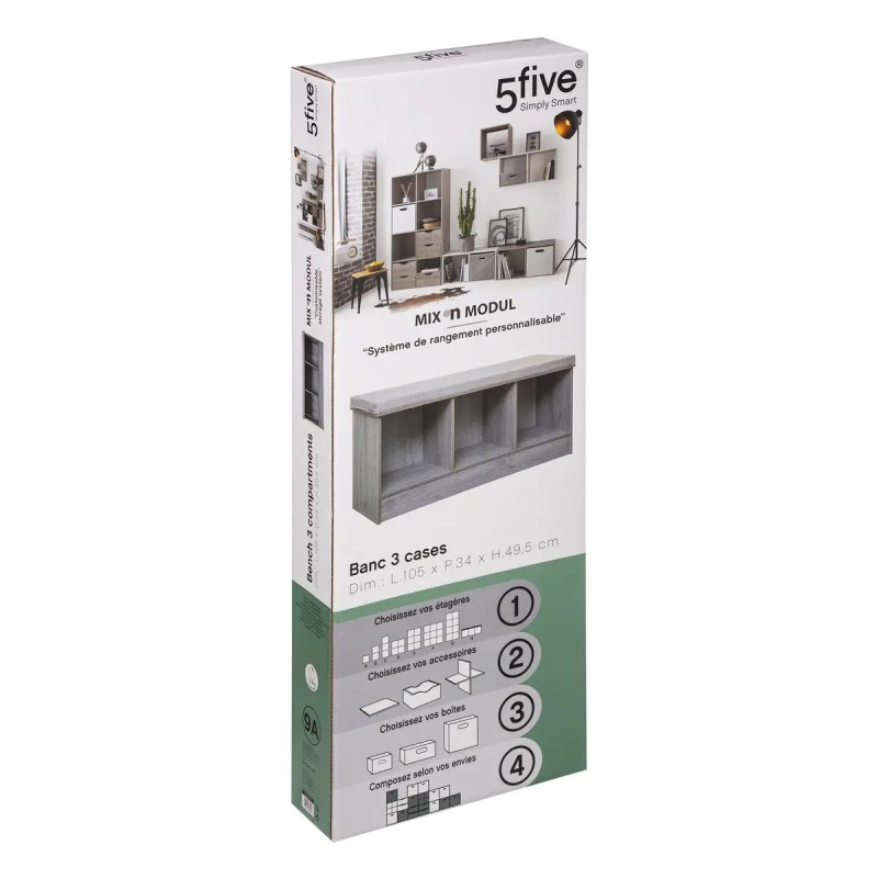 Banc De Rangement 3 Cases Mix Gris Five