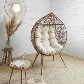 Fauteuil Oeuf Coussin Beige Home Deco Factory 2