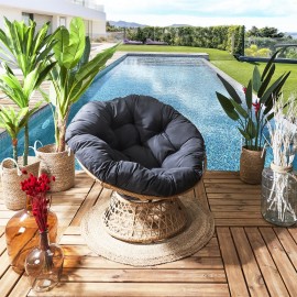 Fauteuil Cancun Coussin Noir Home Deco Factory 2