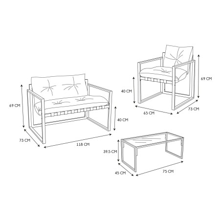 Salon de jardin Ajaccio Gris Home Deco Factory