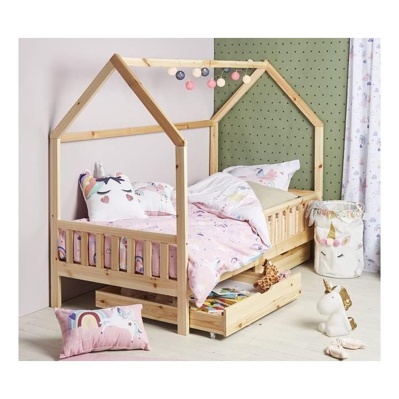 Lit Cabane Avec 2 Tiroirs Cocon Doux 90x190 cm - Laïba Kids