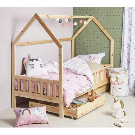 Lit Cabane Avec 2 Tiroirs Cocon Doux 90x190 cm - Laïba Kids