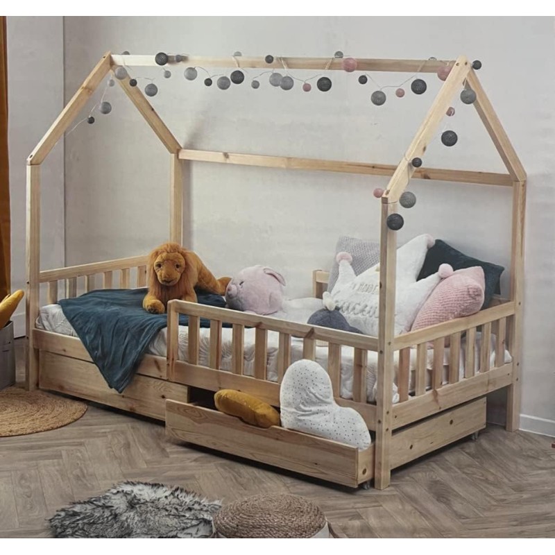 Lit Cabane Avec 2 Tiroirs Cocon Doux 90x190 cm - Laïba Kids