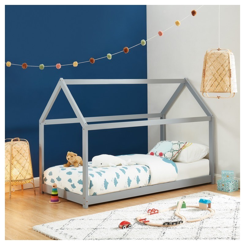 Lit Cabane Royaume Des Rêves Gris 90x190 cm - Laïba Kids