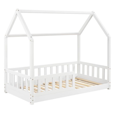 Ensemble Lit Cabane Oasis Blanc 90x190 cm + Matelas Enfant 90x190 Cm Laïba Kids