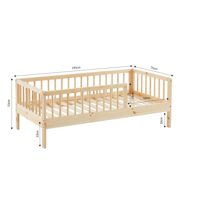Lit Enfant Nid Douillet Pin Massif Beige 70x140 Laïba Kids