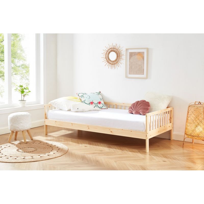 Lit Enfant Nid Douillet Pin Massif Beige 90x190 Laïba Kids