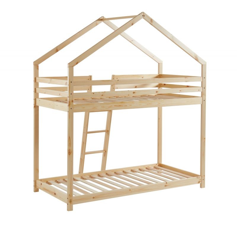 Lit Cabane Superposé Château des Anges Beige 90x190 Laïba Kids