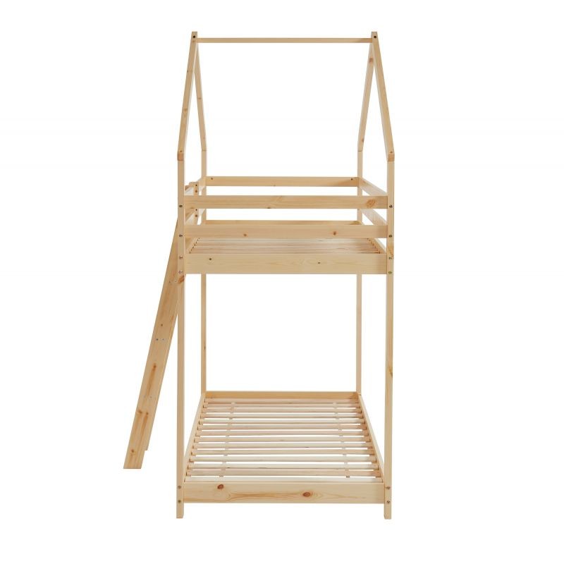 Lit Cabane Superposé Château des Anges Beige 90x190 Laïba Kids