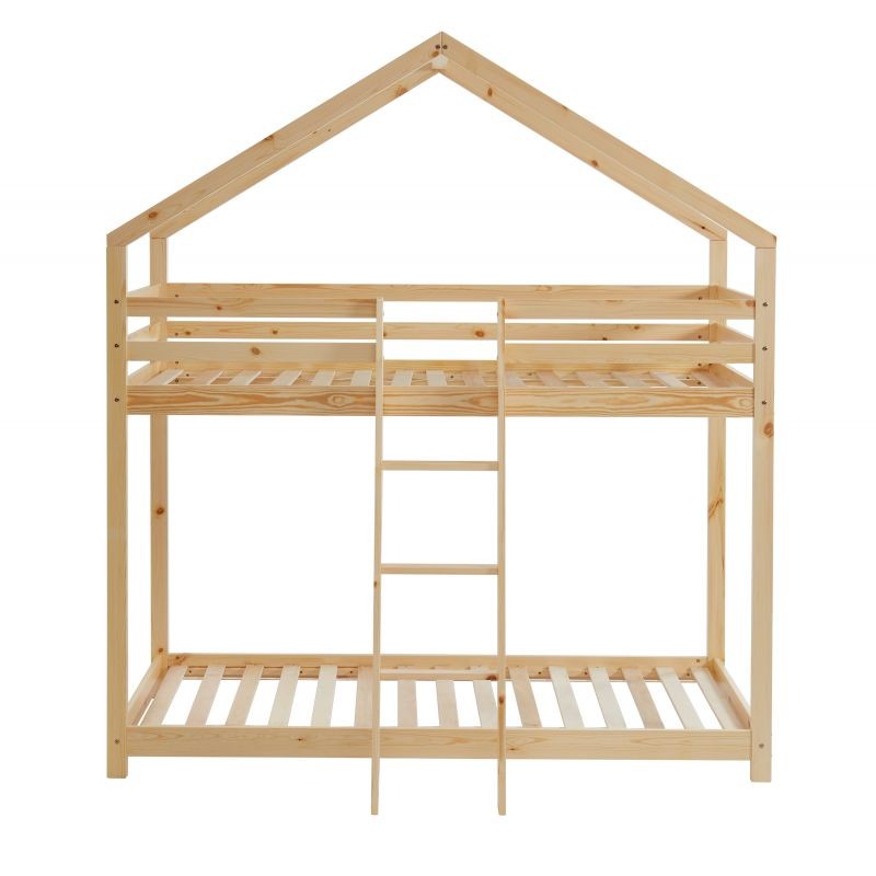 Lit Cabane Superposé Château des Anges Beige 90x190 Laïba Kids