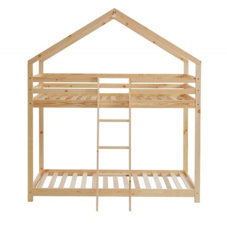 Lit Cabane Superposé Château des Anges Beige 90x190 Laïba Kids
