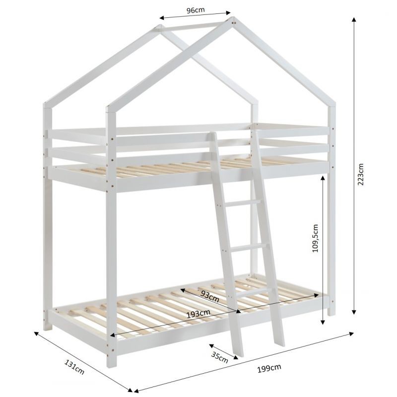 Lit Cabane Superposé Château des Anges Blanc Laïba Kids