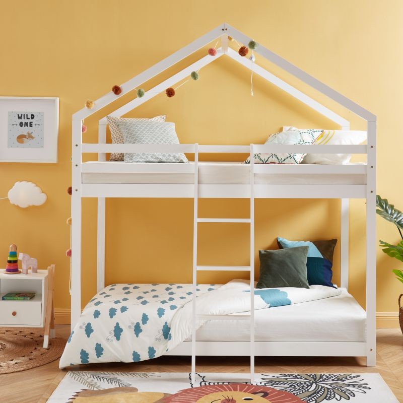 Lit Cabane Superposé Château des Anges Blanc Laïba Kids