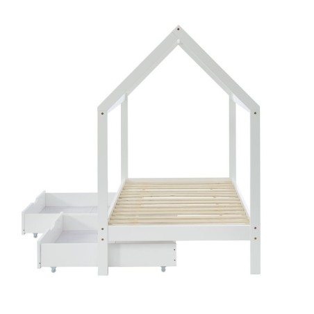 Lit cabane avec tiroirs Petit Paradis Blanc 90x190 Laïba Kids