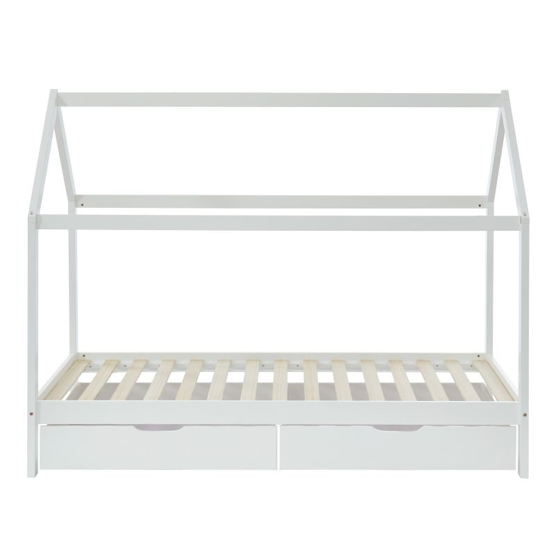 Lit cabane avec tiroirs Petit Paradis Blanc 90x190 Laïba Kids