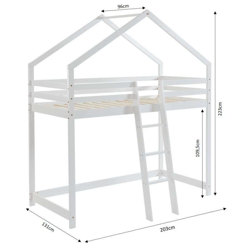 Lit Cabane Mezzanine Jardin Des Petits Dormeurs Blanc 90x190 Laïba Kids
