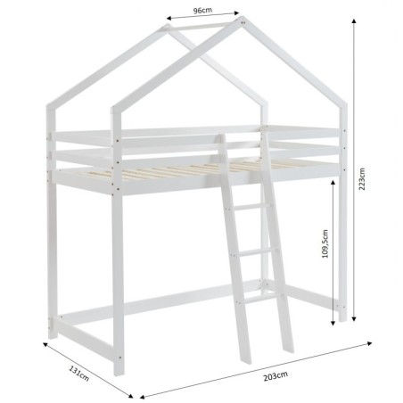 Lit Cabane Mezzanine Jardin Des Petits Dormeurs Blanc 90x190 Laïba Kids
