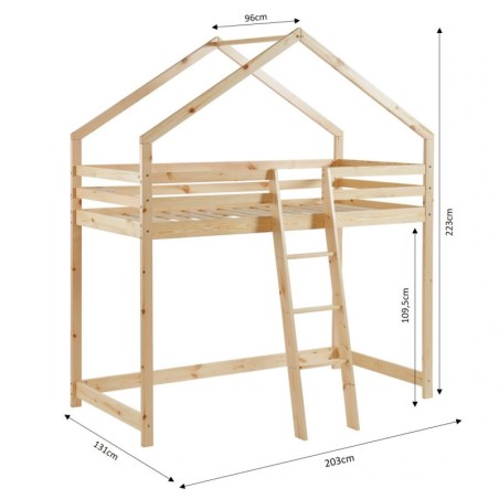 Lit Cabane Mezzanine Jardin Des Petits Dormeurs Beige 90x190 Laïba Kids