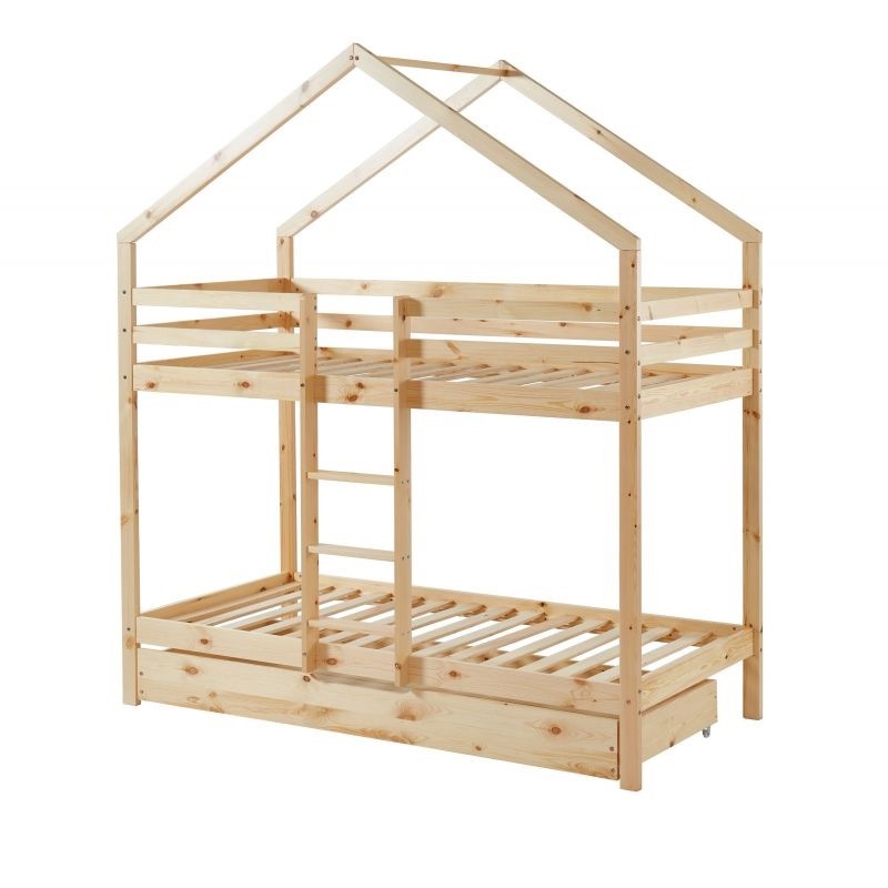 Ensemble Lit superposé Avec tiroir Beige 90x190 + 2 Matelas enfant 90x190 - Laïba Kids