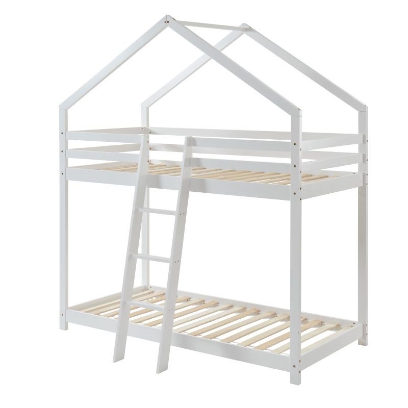 Ensemble Lit Superposé Blanc 90x190 + 2 Matelas enfants 90x190 - Laïba Kids