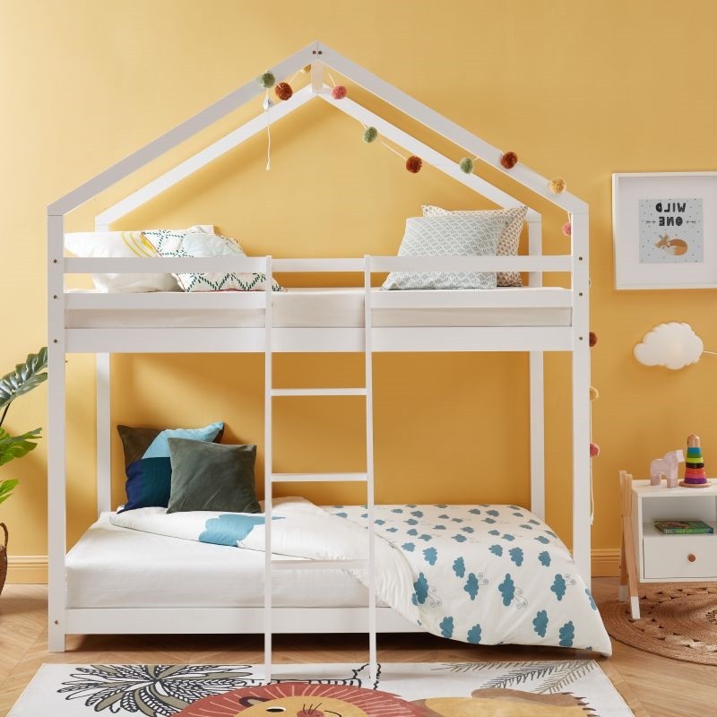 Ensemble Lit Superposé Blanc 90x190 + 2 Matelas enfants 90x190 - Laïba Kids