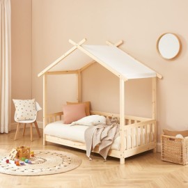 Lit Enfant Tente Des Étoiles Beige 70x140 Sommier Inclus - Laïba Kids 2