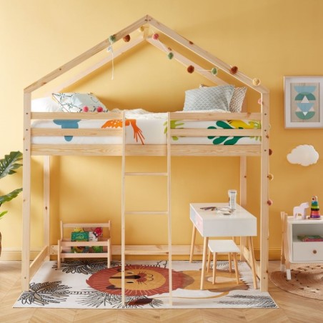 Lit Cabane Mezzanine Jardin Des Petits Dormeurs Beige 90x190 Laïba Kids