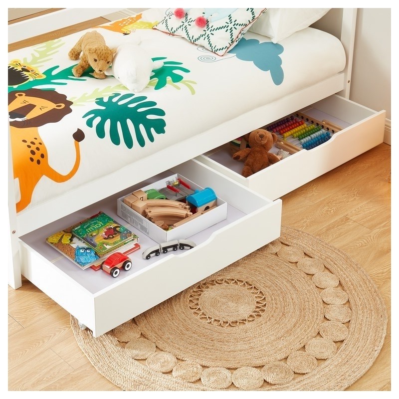 Lit cabane avec tiroirs Petit Paradis Blanc 90x190 Laïba Kids