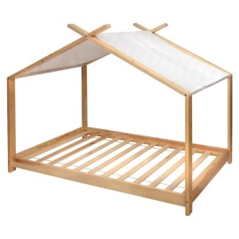 Ensemble Lit tente Nuage Beige 90x190 + Matelas enfant 90x190 Laïba Kids 2