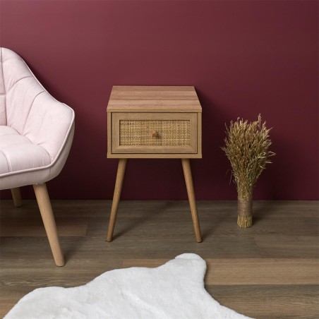 Chevet Bali 1 Tiroir Beige Home Deco Factory