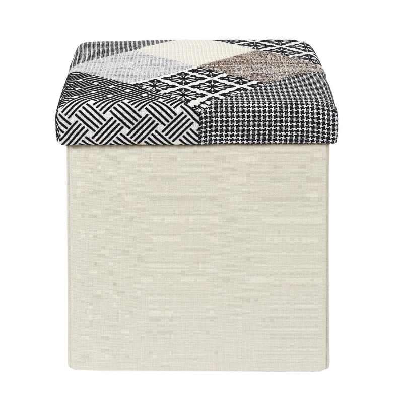Coffre Pouf Pliable Patchwork Gris Home Deco Factory