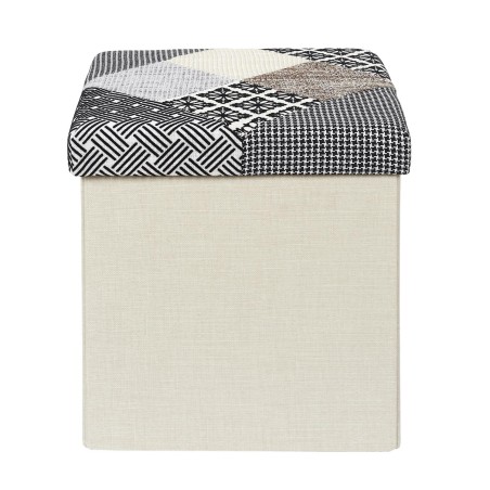 Coffre Pouf Pliable Patchwork Gris Home Deco Factory