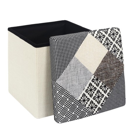 Coffre Pouf Pliable Patchwork Gris Home Deco Factory