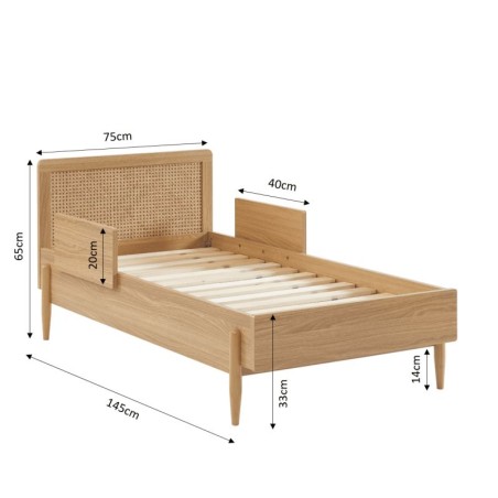 Lit Enfant Refuge Magique Cannage Rotin Beige 70x140 - Laïba Kids