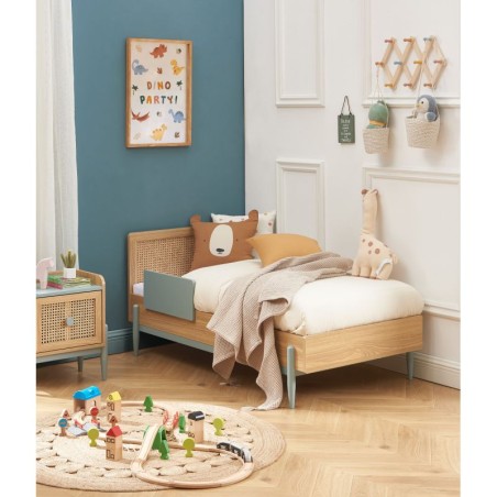Lit Enfant Refuge Magique Cannage Rotin Bleu 70x140 Laïba Kids