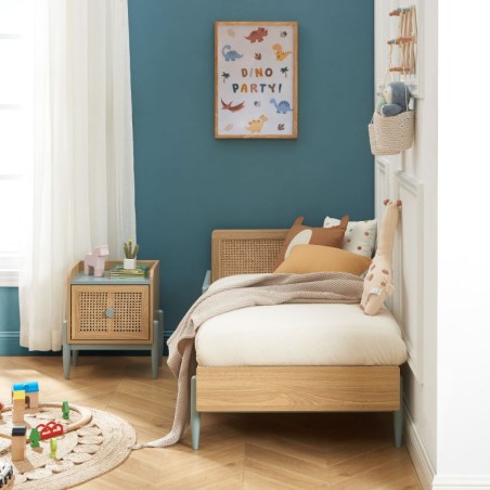 Lit Enfant Refuge Magique Cannage Rotin Bleu 70x140 Laïba Kids