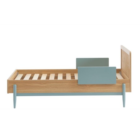 Lit Enfant Refuge Magique Cannage Rotin Bleu 70x140 Laïba Kids