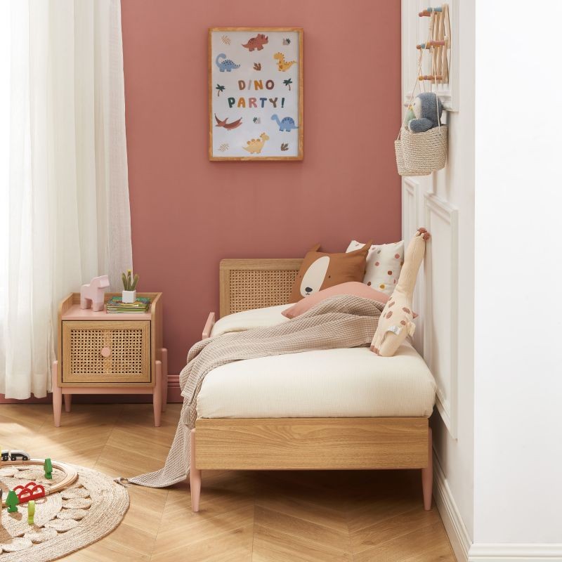 Lit Enfant Refuge Magique Cannage Rotin Rose 70x140 - Laïba Kids