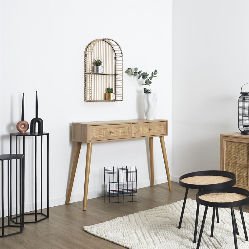 Console Bali 2 Tiroirs Beige Home Deco Factory