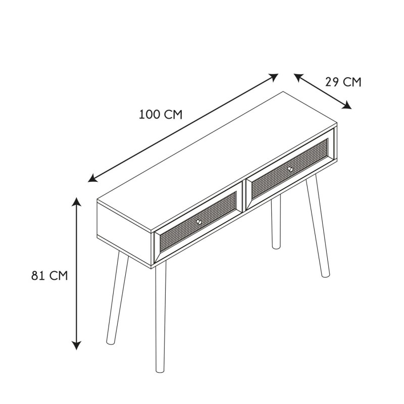 Console Bali 2 Tiroirs Beige Home Deco Factory
