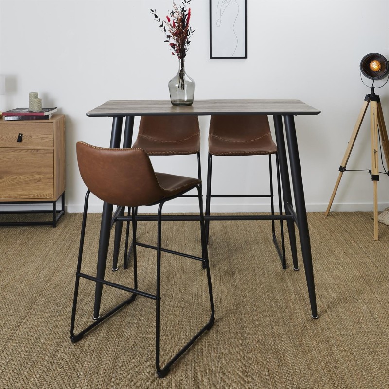 Lot De 2 Tabourets De Bar Indus Marron Home Deco Factory