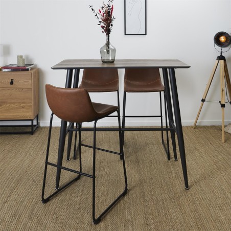 Lot De 2 Tabourets De Bar Indus Marron Home Deco Factory